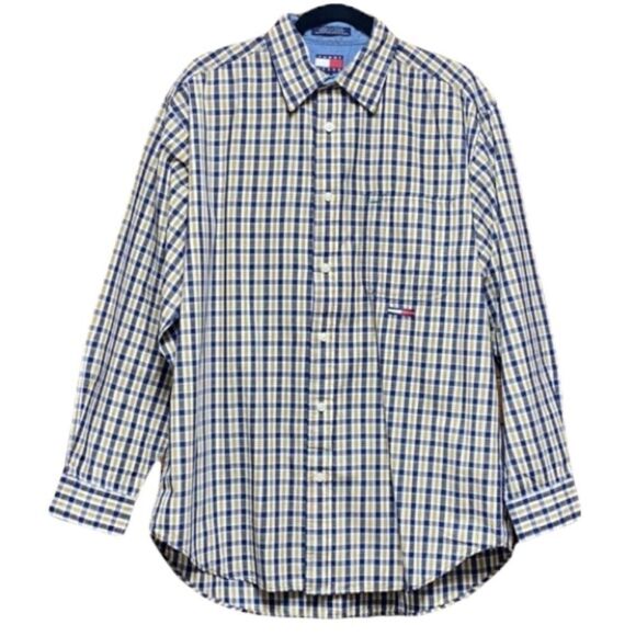 Tommy Jeans button down Blue/Yellow Plaid-Med - Picture 1 of 7